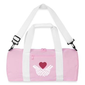 eternal love | Bone Hands | Skeleton | Heart - Recycled Duffel Bag - pink/white - Front