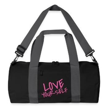 Love Your Self – Pink Selflove Statement - Recycled Duffel Bag - black/graphite grey - Front
