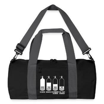 Humor, Tauchen, Glückslevel in Bars - Recycelte Duffel Bag - Schwarz/Graphitgrau - Vorne