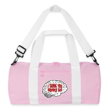 I Think You Dropped This Brain Sarcasm Humor - Recycled Duffel Bag - pink/white - Front
