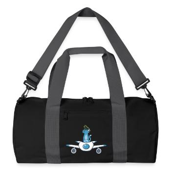 Chat pilote d'avion - Sac de sport recyclé - noir/gris graphite - Devant