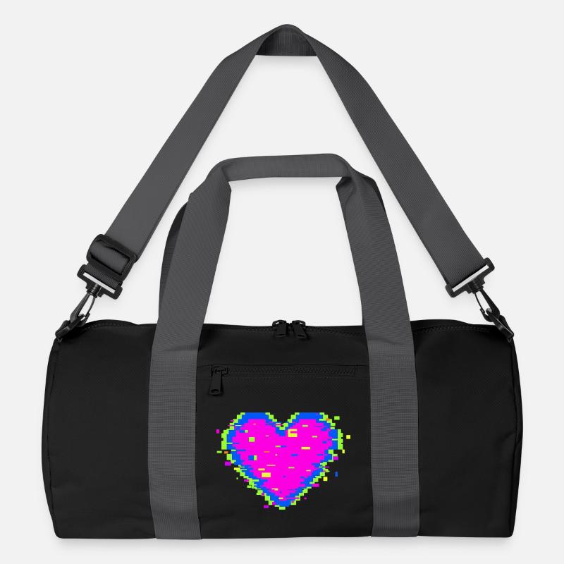 Pixel Heart Glitch Love Illustration Recycelte Duffel Bag