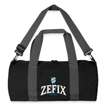 BayernWappen ZEFIX Logo - Recycelte Duffel Bag - Schwarz/Graphitgrau - Vorne
