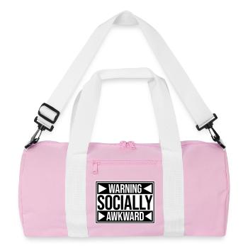 Warning Socially Awkward Lustig Sozial Unbeholfen - Recycelte Duffel Bag - Rosa/Weiß - Vorne