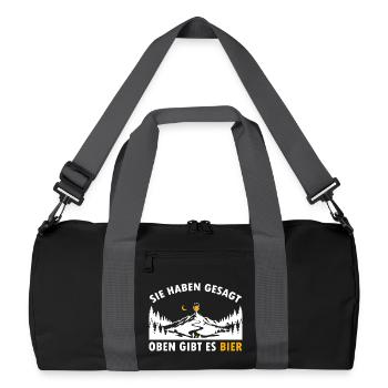 Sie haben gesagt oben gibt es Bier auf dem Berg - Recycelte Duffel Bag - Schwarz/Graphitgrau - Vorne