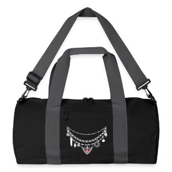 vieux Dirndl Charivari en argent avec de nombreux pendentifs - Sac de sport recyclé - noir/gris graphite - Devant