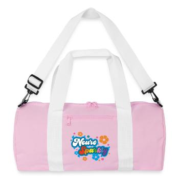 Neuro Sparkly Flower Rainbow Typography - Recycled Duffel Bag - pink/white - Front