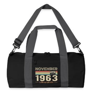 November 1963 Vintage Geburtstag Retro T-Shirt - Recycelte Duffel Bag - Schwarz/Graphitgrau - Vorne