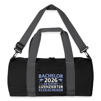 Studium geschafft 2026 Bachelor Abschluss Geschenk - Recycelte Duffel Bag - Schwarz/Graphitgrau - Vorne