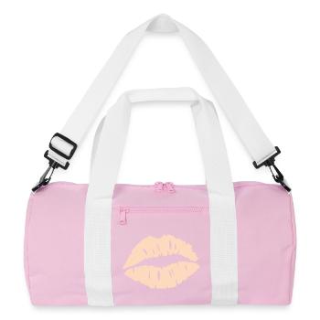 Silhouette des lèvres - Sac de sport recyclé - rose/blanc - Devant