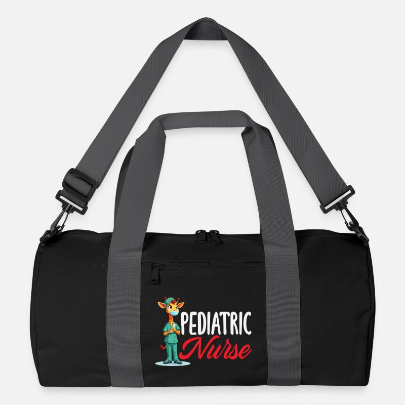 Kinderkrankenschwester Giraffe Medizin - Recycelte Duffel Bag - Schwarz/Graphitgrau