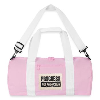 Progress-not-perfection - Recycled Duffel Bag - pink/white - Front