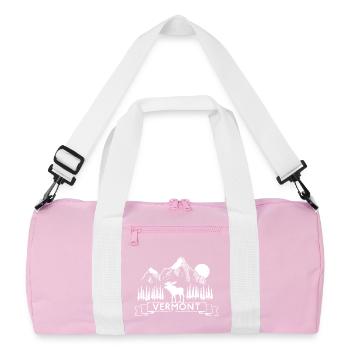 Vermont Moose in Mountain Pines - Recycled Duffel Bag - pink/white - Front