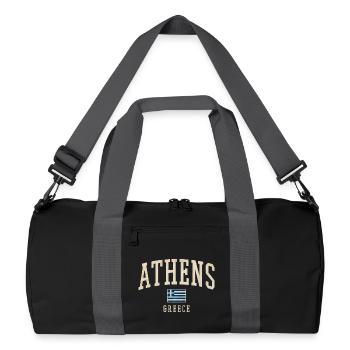 Athens Greece Vintage Varsity - Recycled Duffel Bag - black/graphite grey - Front