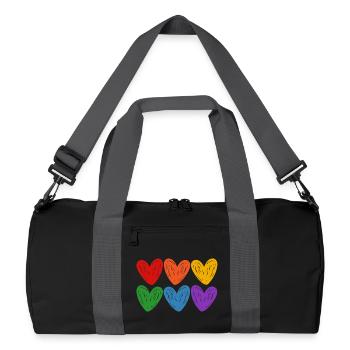 LGBTQIA rainbow hearts - Recycled Duffel Bag - black/graphite grey - Front