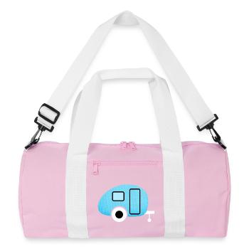 Caravan Wohnwagen Canvas Leinen Camping Camper - Recycelte Duffel Bag - Rosa/Weiß - Vorne