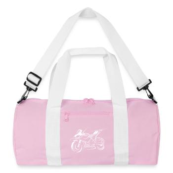 Superbike Sketch - Racing and Motorcycles - Recycled Duffel Bag - pink/white - Front