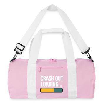 Crash Out Loading Bar, lustiger Spruch - Recycelte Duffel Bag - Rosa/Weiß - Vorne