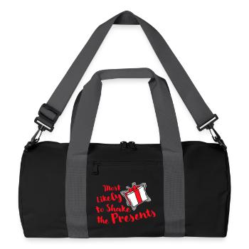 Most Likely to Shake the Presents Weihnachten Spaß - Recycelte Duffel Bag - Schwarz/Graphitgrau - Vorne