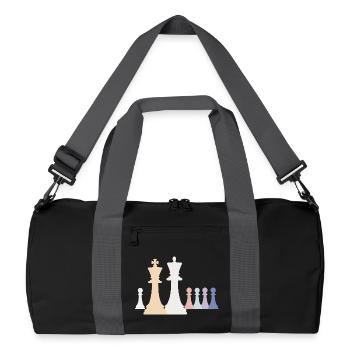 Pastel Chess Pieces King Queen Pawn Pieces - Recycled Duffel Bag - black/graphite grey - Front