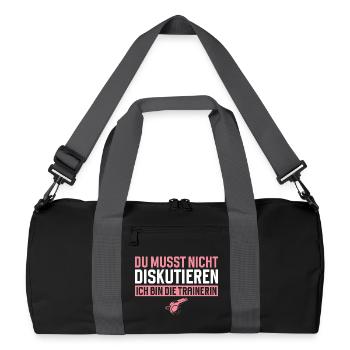 Trainerin Du Musst Nicht Diskutieren - Recycelte Duffel Bag - Schwarz/Graphitgrau - Vorne