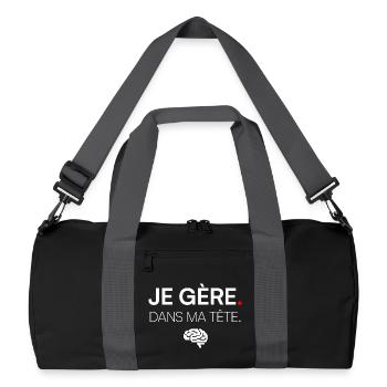 JE GÈRE. DANS MA TÊTE. | Humour - Sac de sport recyclé - noir/gris graphite - Devant