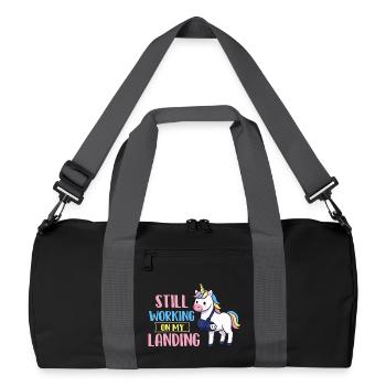 Ich arbeite immer noch an meiner Landungsarm-Erholung - Recycelte Duffel Bag - Schwarz/Graphitgrau - Vorne