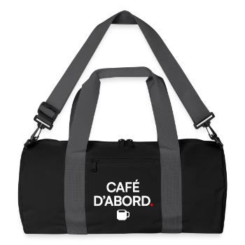 CAFÉ D’ABORD | Humour café - Sac de sport recyclé - noir/gris graphite - Devant