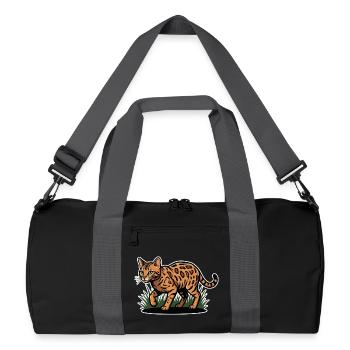 Vintage Forest Marauding Spotted Bengal Cat - Recycled Duffel Bag - black/graphite grey - Front