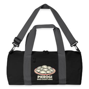 Pierogi Over Everything Food Humor - Recycled Duffel Bag - black/graphite grey - Front