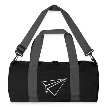 Paper Airplane Line Art - Recycled Duffel Bag - black/graphite grey - Front