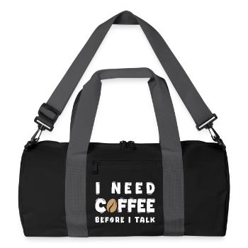 Ich brauche Kaffee, bevor ich lustige Kaffeeliebhaber Gif rede - Recycelte Duffel Bag - Schwarz/Graphitgrau - Vorne