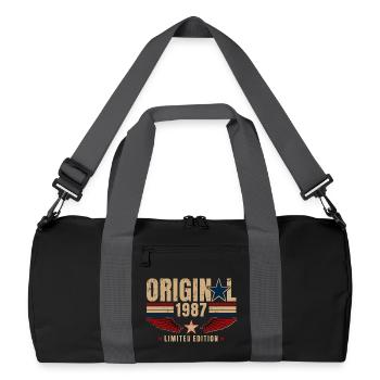 39. Geburtstag Geschenk Original Jahrgang 1987 - Recycelte Duffel Bag - Schwarz/Graphitgrau - Vorne