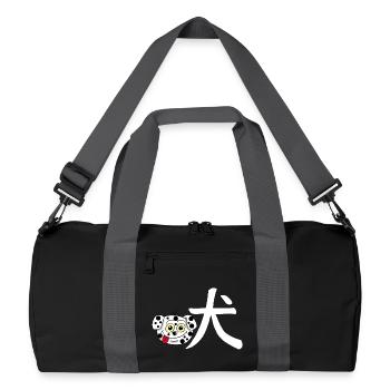 Chien manga (blanc) - Sac de sport recyclé - noir/gris graphite - Devant