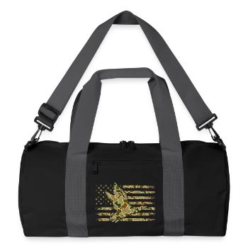 Ente Camo US-Flagge Wasservögel Patriotische Szene - Recycelte Duffel Bag - Schwarz/Graphitgrau - Vorne