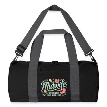 Midwife Inner Child Bloom - Recycelte Duffel Bag - Schwarz/Graphitgrau - Vorne