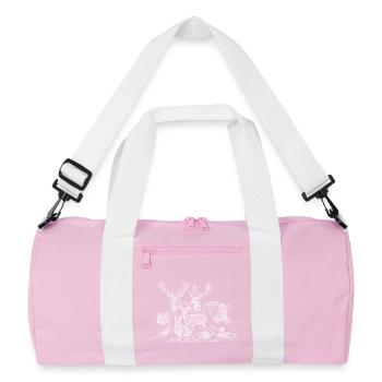 Waldbewohner Silhouette Szene - Recycelte Duffel Bag - Rosa/Weiß - Vorne