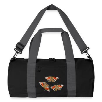 Peacock Eye Butterflies in Love Day Peacock Eye - Recycled Duffel Bag - black/graphite grey - Front