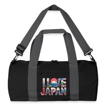 Japan Skyline Cherry Blossoms Fuji Temple Vacation - Recycled Duffel Bag - black/graphite grey - Front