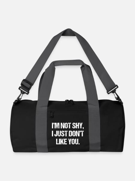 Je ne suis pas timide, je ne t’aime juste pas. - Sac de sport recyclé - noir/gris graphite