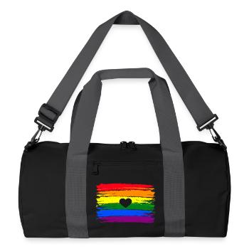 Regenbogen Flagge Herz LGBT LGBTQIA Gay Pride - Recycelte Duffel Bag - Schwarz/Graphitgrau - Vorne