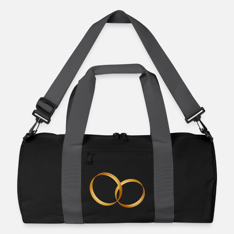 zwei goldene Ringe - Ehering - Hochzeit Recycelte Duffel Bag
