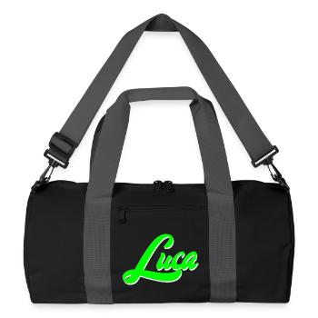 Luca Leuchtender Neon-Lettering Schriftzug - Recycelte Duffel Bag - Schwarz/Graphitgrau - Vorne
