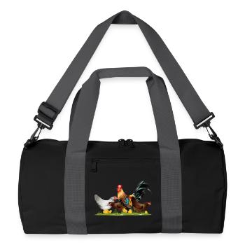 Coq majestueux avec des poulets dans la ferme de poulets - Sac de sport recyclé - noir/gris graphite - Devant