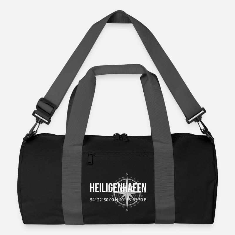 Koordinaten Heiligenhafen - Recycelte Duffel Bag - Schwarz/Graphitgrau