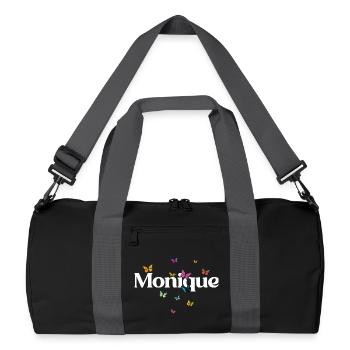 Beau prénom de fille avec des papillons MONIQUE - Sac de sport recyclé - noir/gris graphite - Devant