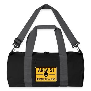 Funny Beware Of Aliens Area 51 UFO - Recycled Duffel Bag - black/graphite grey - Front