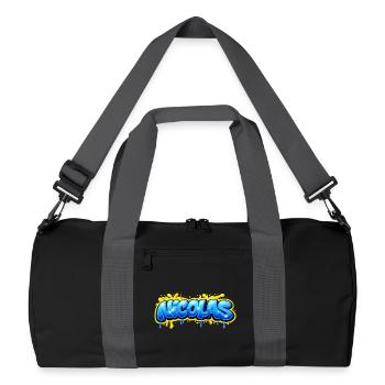 NICOLAS GRAFFITI NAME FÜR PERFEKTES GESCHENK DRUCKBAR - Recycelte Duffel Bag - Schwarz/Graphitgrau - Vorne