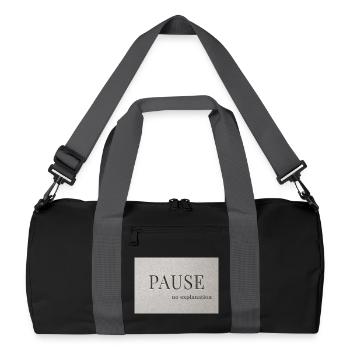 PAUSE – keine Erklärung - Recycelte Duffel Bag - Schwarz/Graphitgrau - Vorne