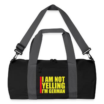 I Am Not Yelling I'm German Lustig Deutsch Spruch - Recycelte Duffel Bag - Schwarz/Graphitgrau - Vorne